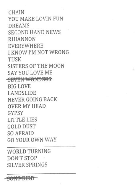 fleetwood mac setlist